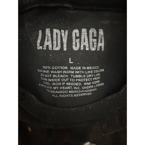 Lady Gaga - “Joanne” - Playing Piano - Black Distressed Cotton T-Shirt‎ Size L - Picture 7 of 7